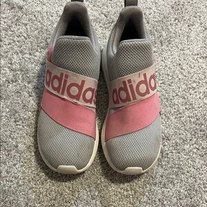 Adidas Kids Gray and Pink Slip-On Sneakers
